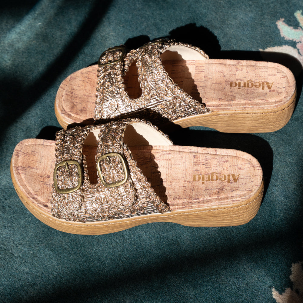 Oona Fancy Gold Sandal | Alegria Shoes