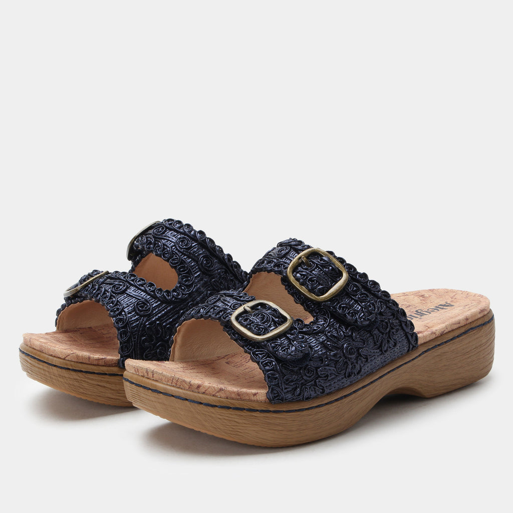 Oona Fancy Navy Sandal | Alegria Shoes