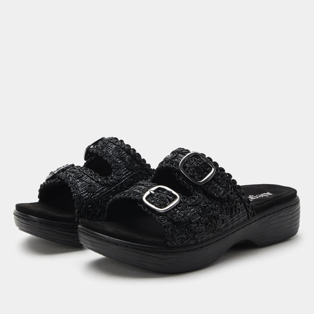 Oona Fancy Black Sandal | Alegria Shoes
