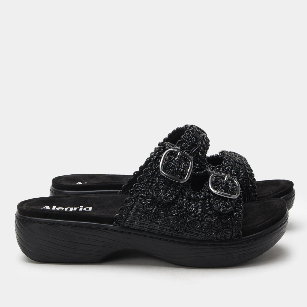 Oona Fancy Black Sandal | Alegria Shoes