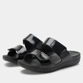 Orbyt Black Gloss Sandal | Alegria Shoes