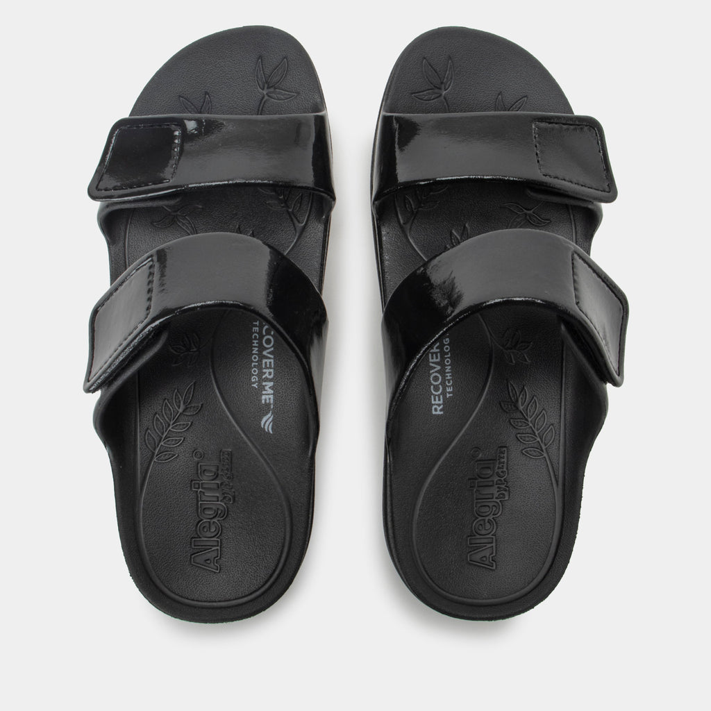 Orbyt Black Gloss Sandal | Alegria Shoes