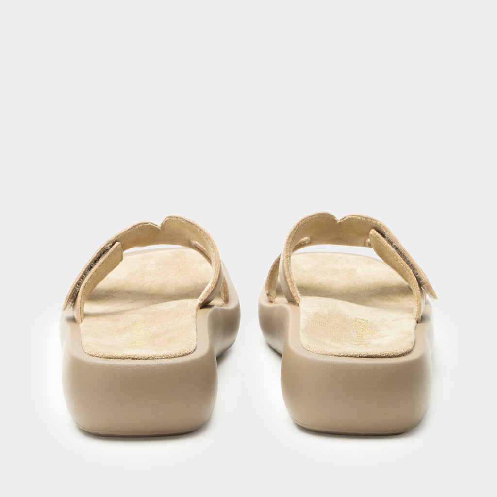 Portia Beige sandal| Tan leather slide on sandal on a lightwight outsole.