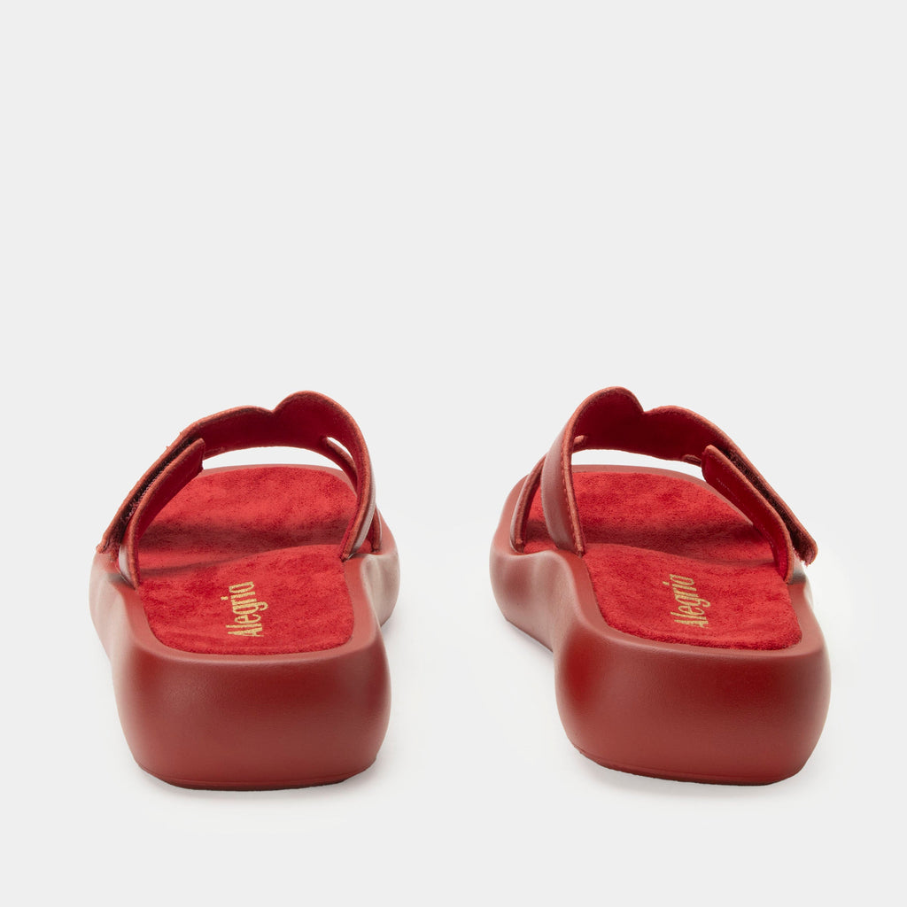 Portia Ruby sandal| Red leather slide on sandal on a lightwight outsole.