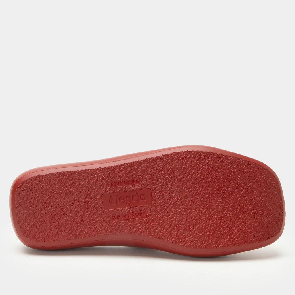 Portia Ruby sandal| Red leather slide on sandal on a lightweight outsole.