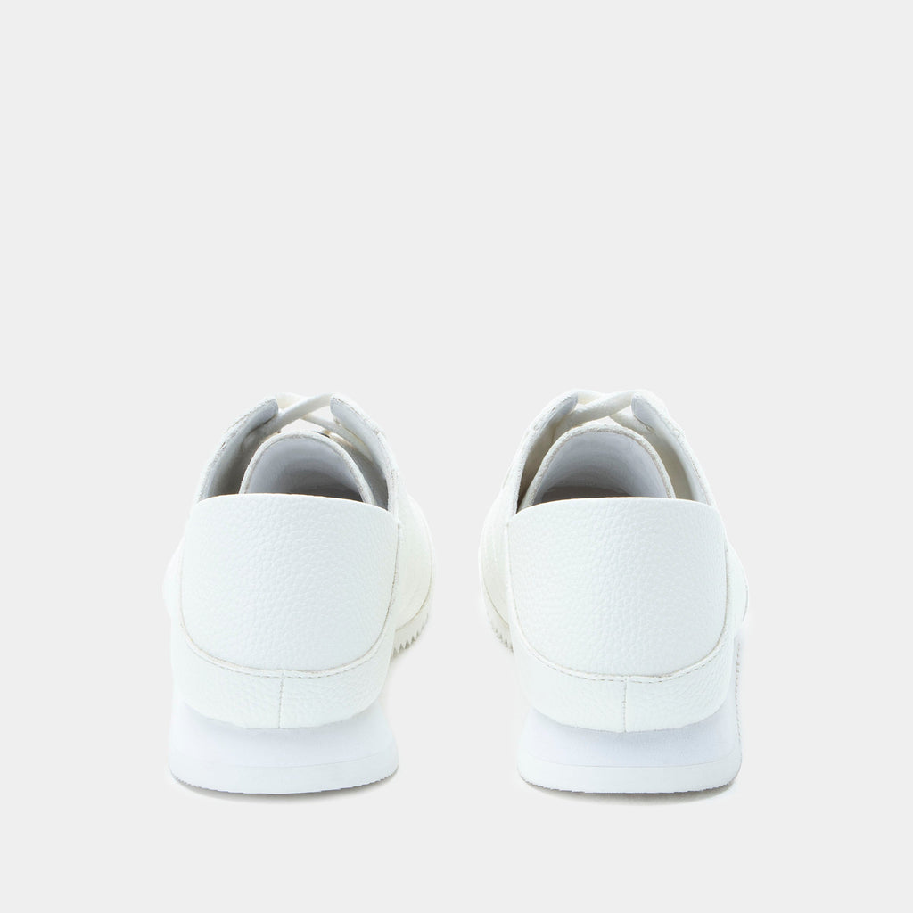 Reagan White shoe on a lightweight Retro sport outsole. | White lace up shoe on vegan leather uppers.