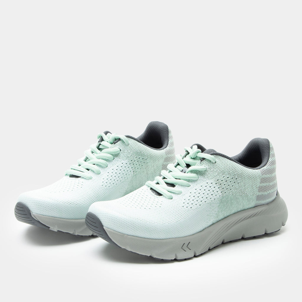 Revl Bio-Mint shoe on a lightweight EVA Rebounce outsole | Lace up shoe with a mint knit upper and grey outsole.