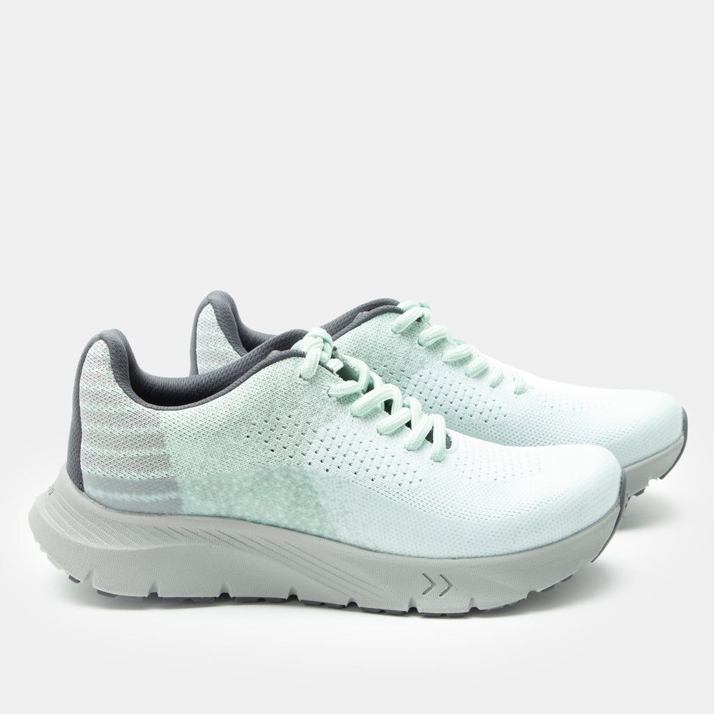 Revl Bio-Mint shoe on a lightweight EVA Rebounce outsole | Lace up shoe with a mint knit upper and grey outsole.