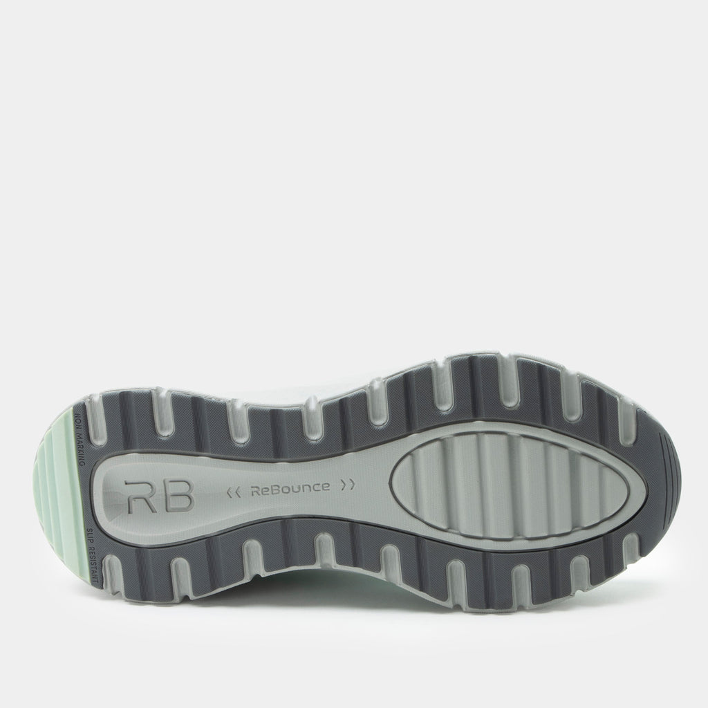 Revl Bio-Mint shoe on a lightweight EVA Rebounce outsole | Lace up shoe with a mint knit upper and grey outsole.