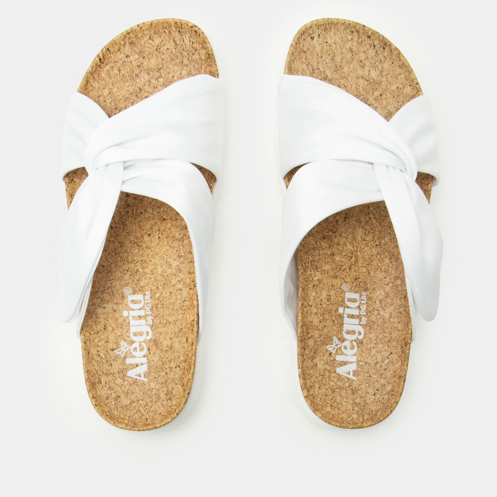 Rylie White slide on sandal on a heritage outsole