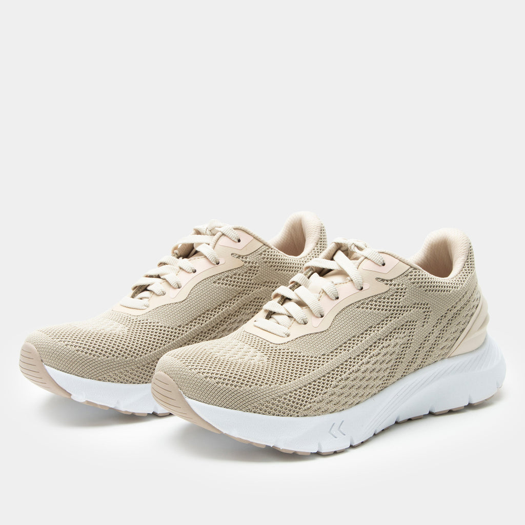 Rize Beige shoe on a lightweight EVA Rebounce outsole| Lace up beige shoe with Dream Fit knit uppers.