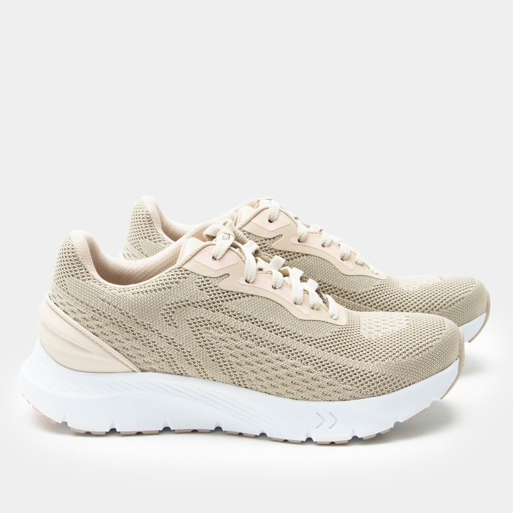 Rize Beige shoe on a lightweight EVA Rebounce outsole| Lace up beige shoe with Dream Fit knit uppers.