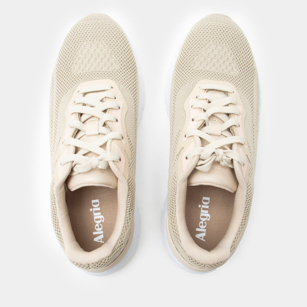 Rize Beige shoe on a lightweight EVA Rebounce outsole| Lace up beige shoe with Dream Fit knit uppers.