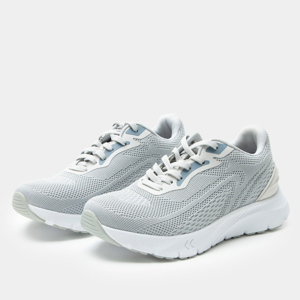 Rize Whinestone shoe on a lightweight EVA Rebounce outsole| Lace up grey shoe with Dream Fit knit uppers.