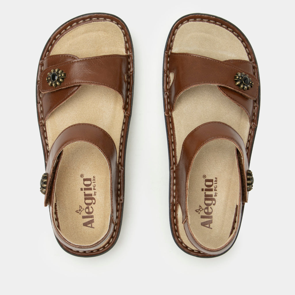 Vienna Marrone Sandal with two adjustable hook and loop closures | Brown sandal on leather upper.