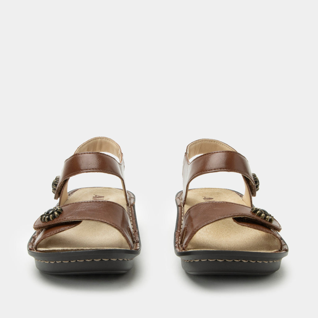 Vienna Marrone Sandal with two adjustable hook and loop closures | Brown sandal on leather upper.