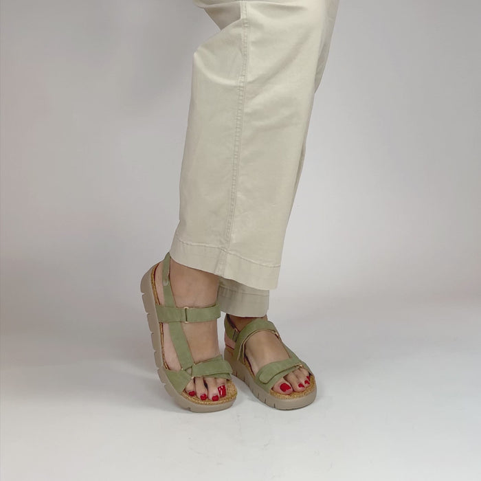 Henna Washed Khaki Sandal | Alegria Shoes