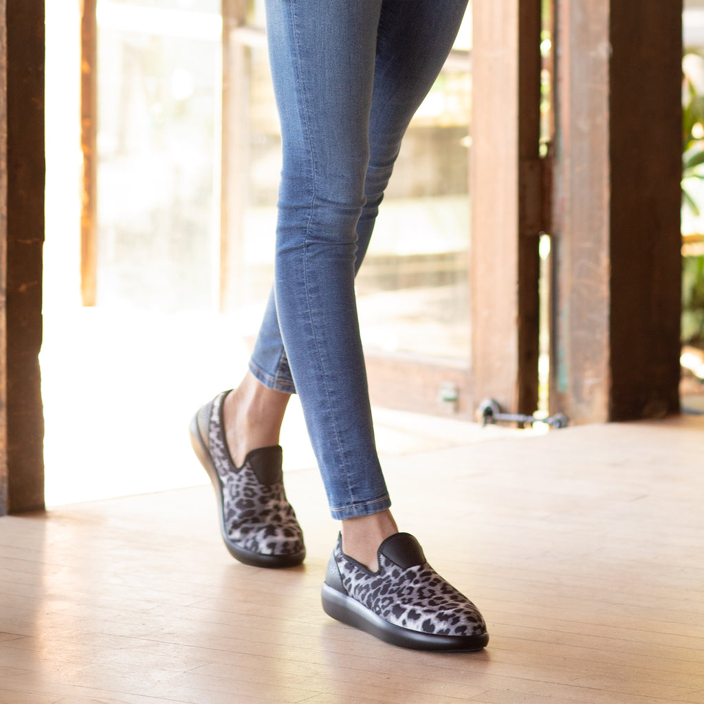 Eden White Leopard Dream Fit™ upper slip on style shoe with non-flexing rocker outsole - EDE-406_S1X