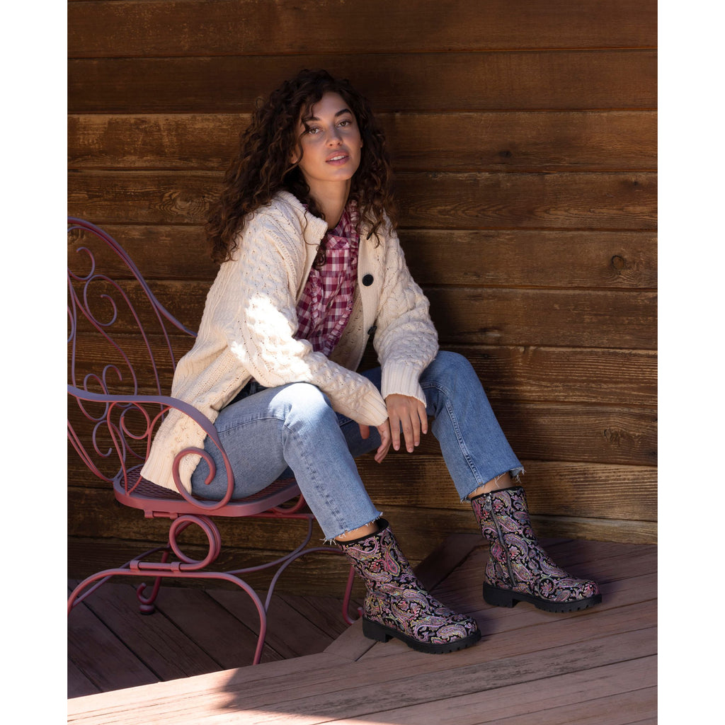 Chalet Groovy Baby suede printed leather boot on our Luxe Lug outsole - CHL-7612_S2X