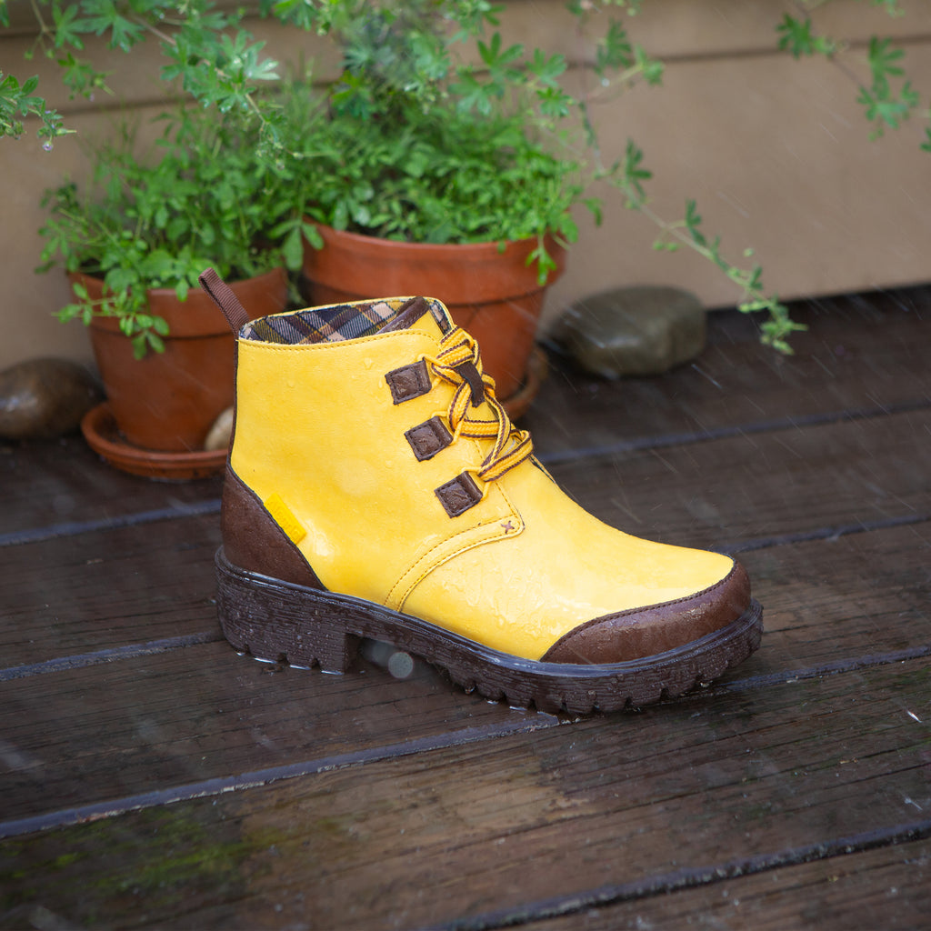 Cheri Mustard water-resistant boot with rugged lug inspired outsole- CHR-7939_S1X