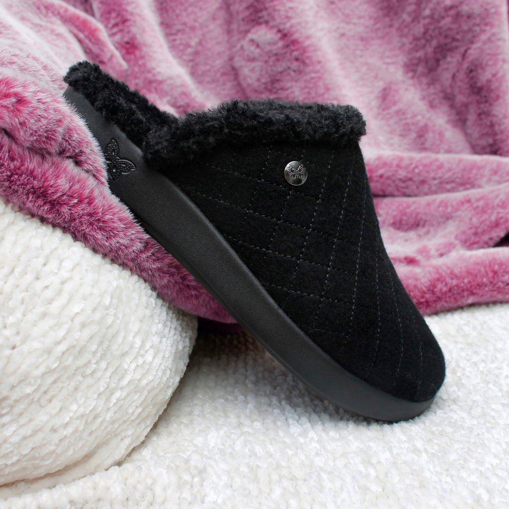 Comfee Onyx backless slipper lined with warm sherpa with cozy comfort outsole - COM-7653_S1X