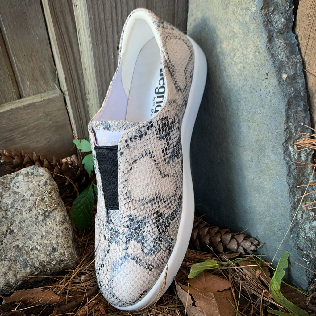 Posy Natural Snake slip-on shoe on the Comfort Athleisure outsole, a fashionable choice for your outfit of the day. POS-7909_S1X