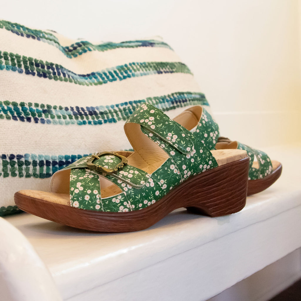 Sierra Green Acres two-strap adjustable hook and loop sandal on a wood look wedge outsole - SIE-7531_S2