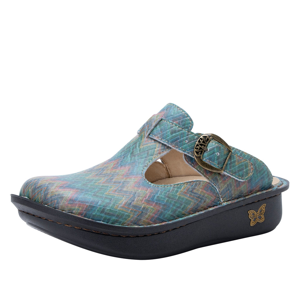 Classic Woven Wonder leather open back clog on classic rocker outsole - ALG-7519_S1
