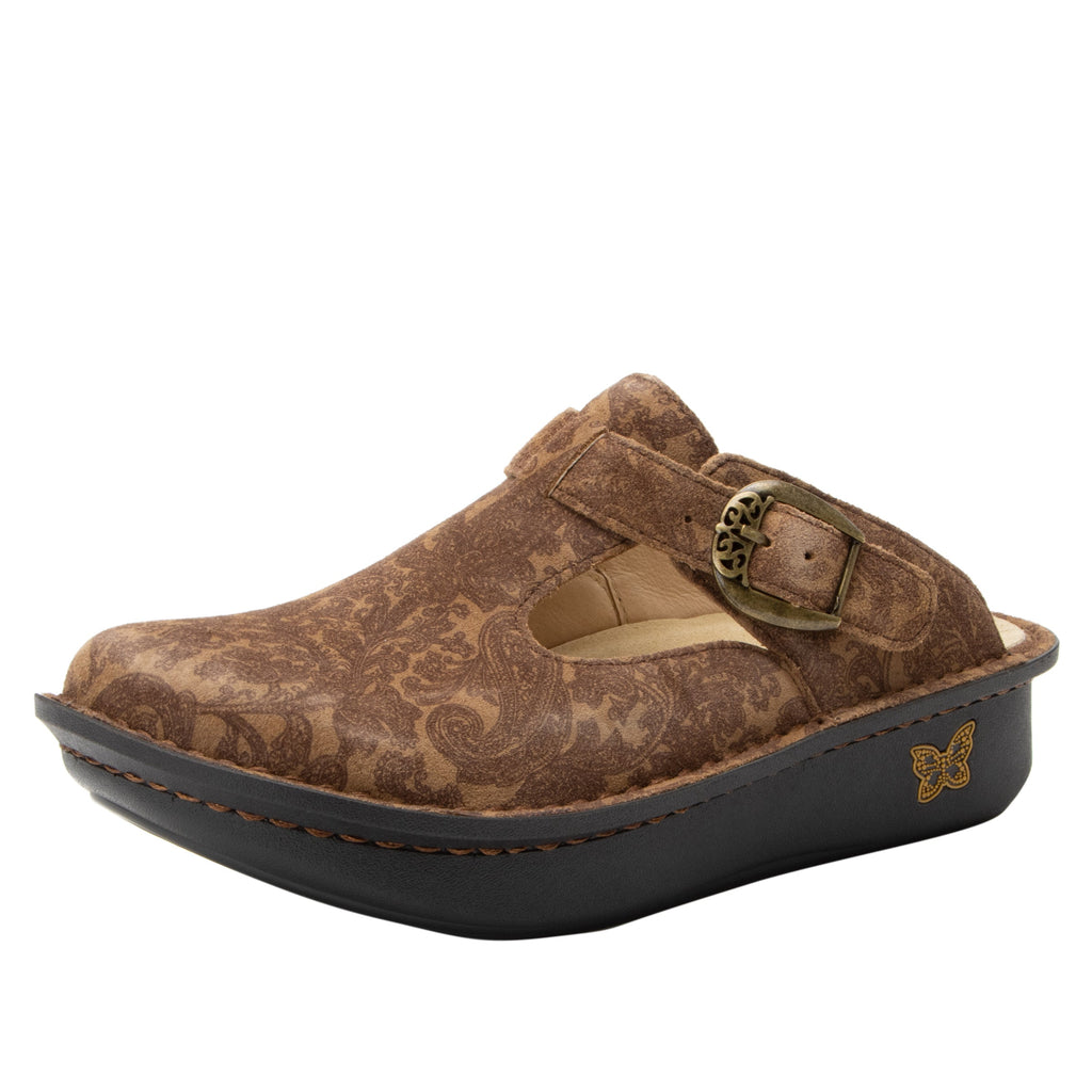 Classic Peaceful Easy leather open back clog on classic rocker outsole - ALG-7613_S1