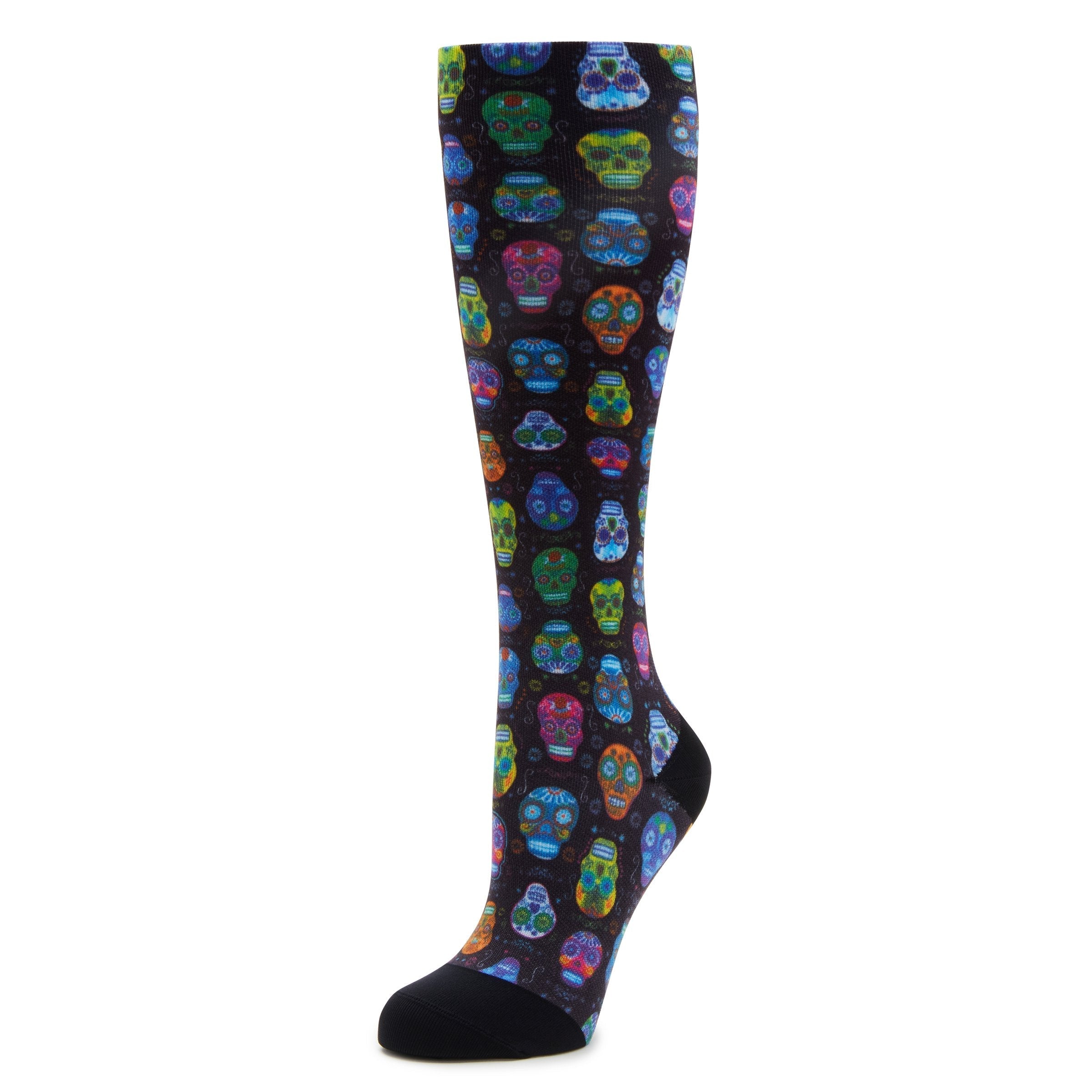 Compression Sugar Skulls Socks - Alegria Shoes