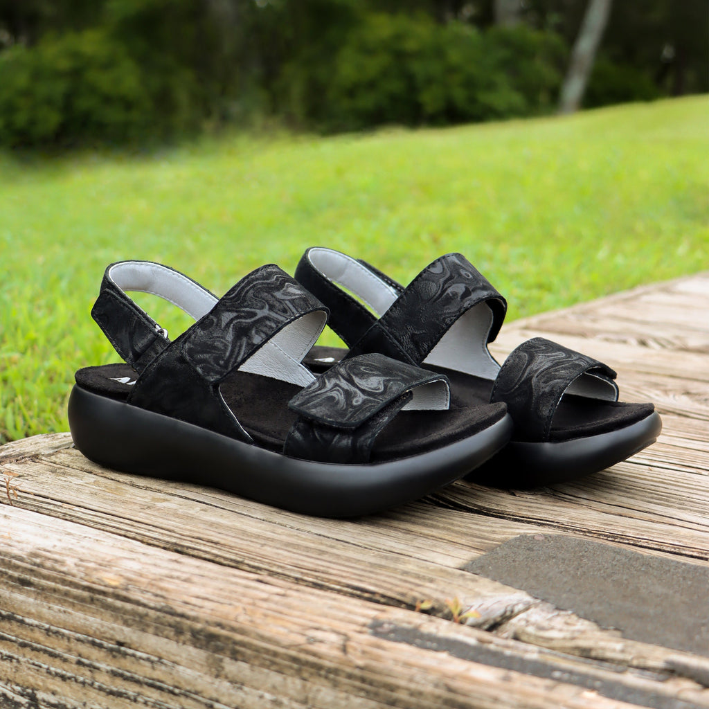 Bailee Topography ankle strap adjustable sandal with non-flexing sleek rocker bottom with built in arch support  - BAI-7461_S2