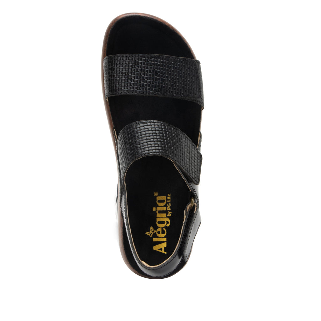 Bailee Woven Noir ankle strap adjustable sandal with non-flexing sleek rocker bottom with built in arch support  - BAI-7462_S5