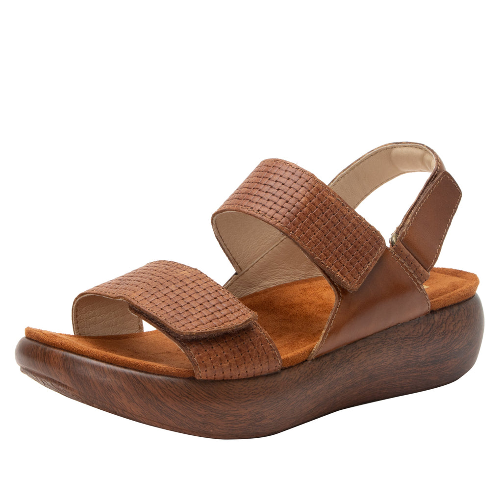 Bailee Woven Luggage ankle strap adjustable sandal with non-flexing sleek rocker bottom with built in arch support  - BAI-7463_S1