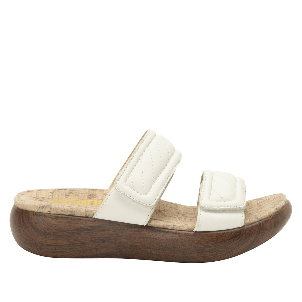 Brayah White adjustable sandal with non-flexing sleek rocker bottom with built in arch support  - BRA-7439_S3