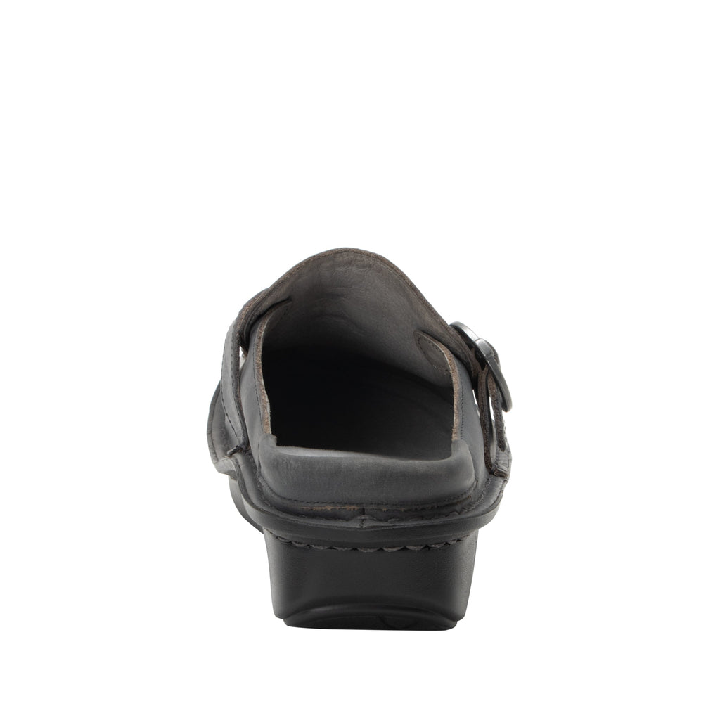 Brigid Oiled Black Clog on a Mini rocker bottom outsole - BRI-7413_S3