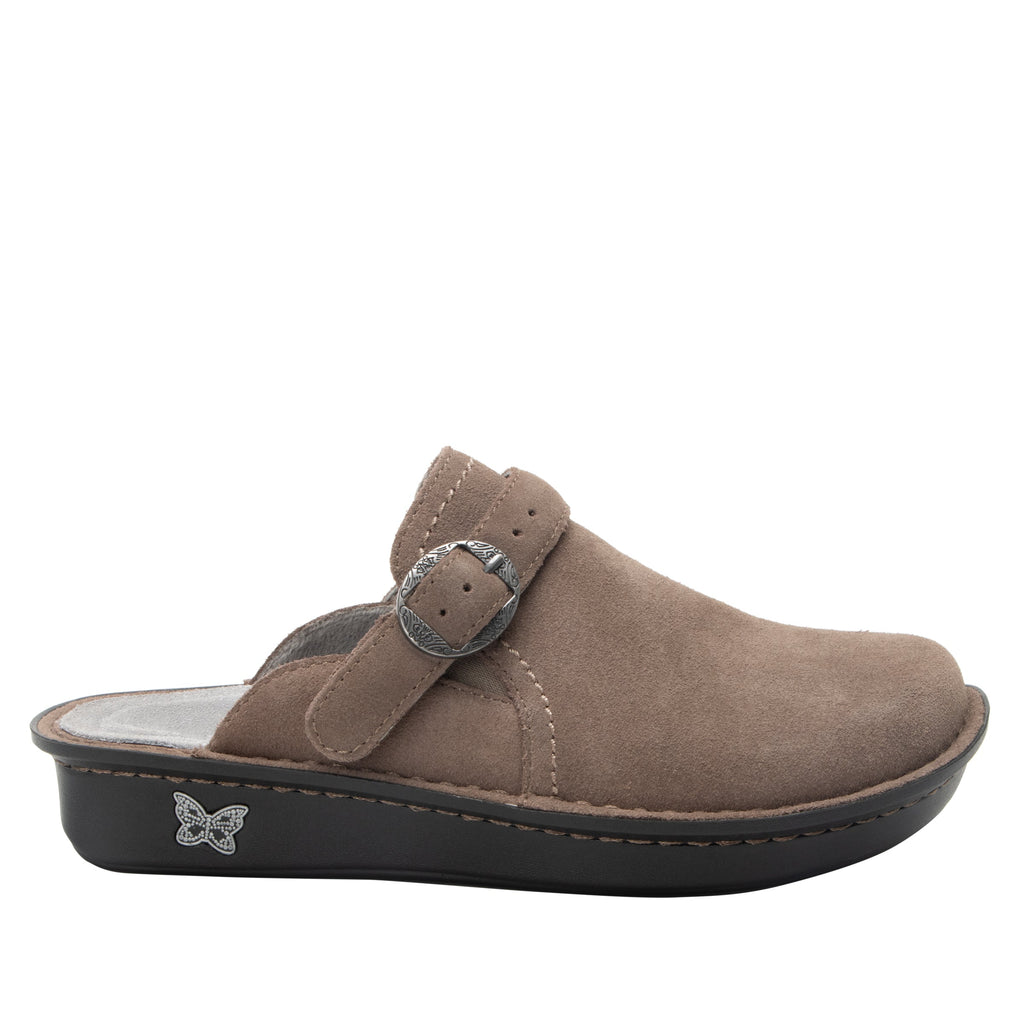 Bryn Taupe Clog  with a swivel strap on a Mini rocker bottom outsole - BRN-7466_S2