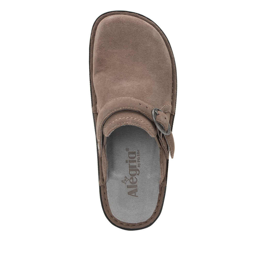 Bryn Taupe Clog  with a swivel strap on a Mini rocker bottom outsole - BRN-7466_S4