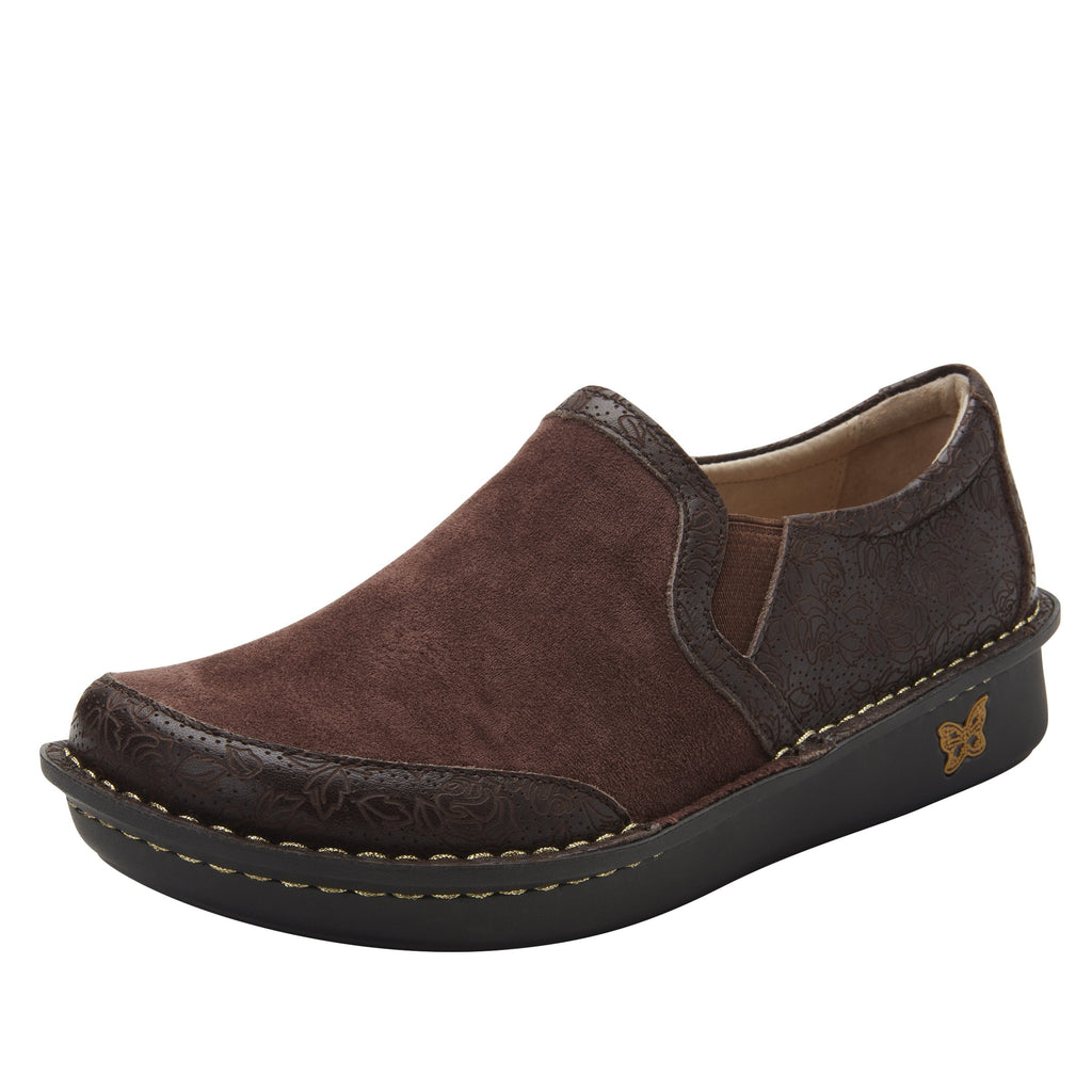 Brook Cocoa Impressions slip-on shoe on mini outsole, with double elastic gore for ease of wear - BRO-7824_S1