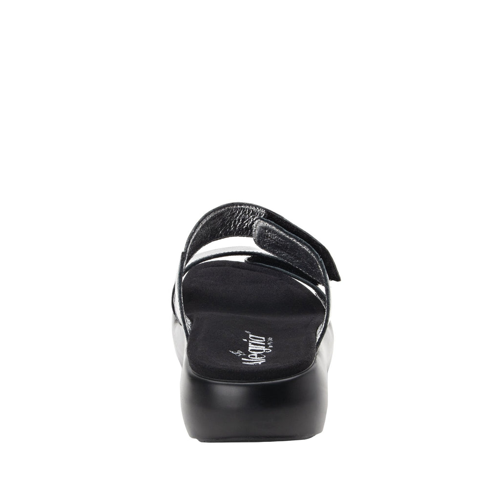 Bryce Black slip on two strap sandal with non-flexing sleek rocker bottom with built in arch support  - BRY-601_S3