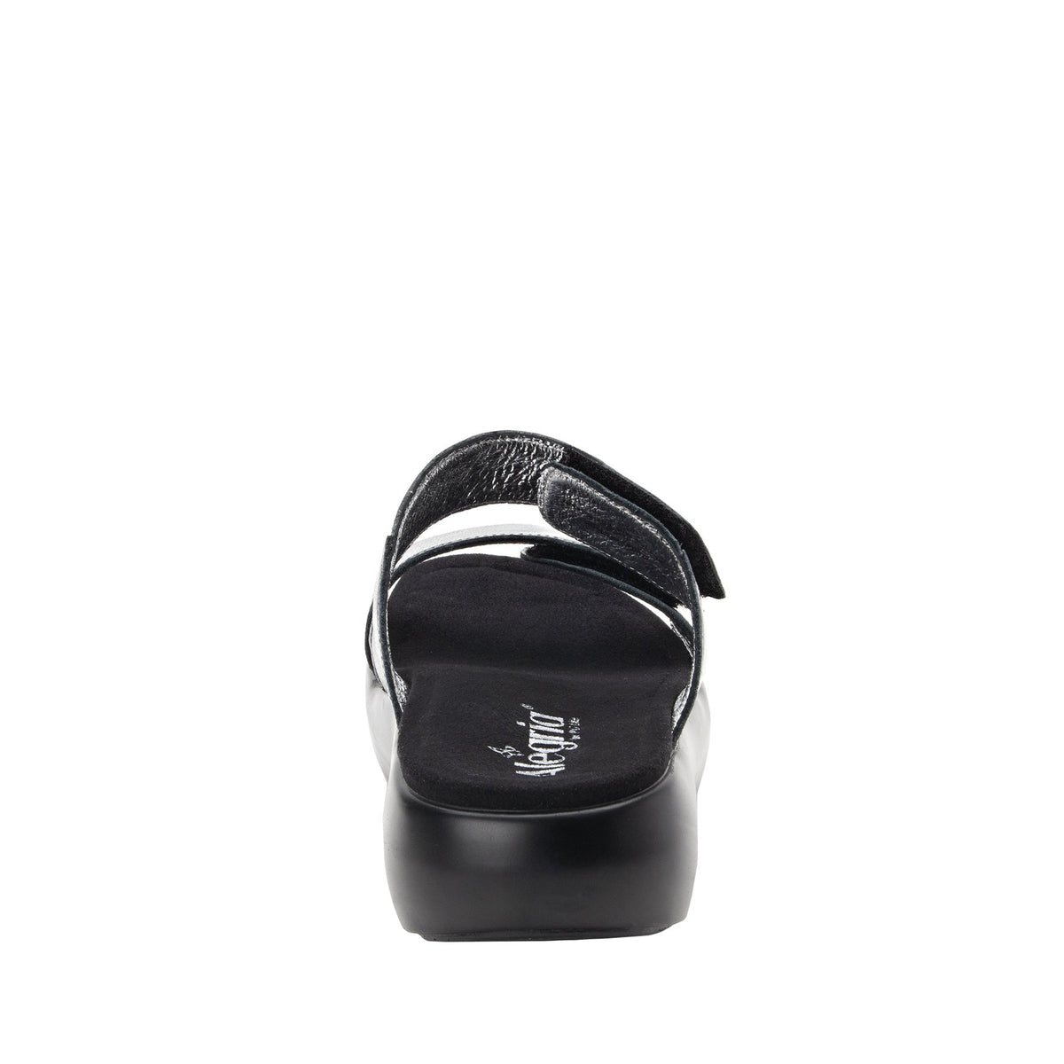 Bryce Black slip on two strap sandal with non-flexing sleek rocker bottom with built in arch support  - BRY-601_S3