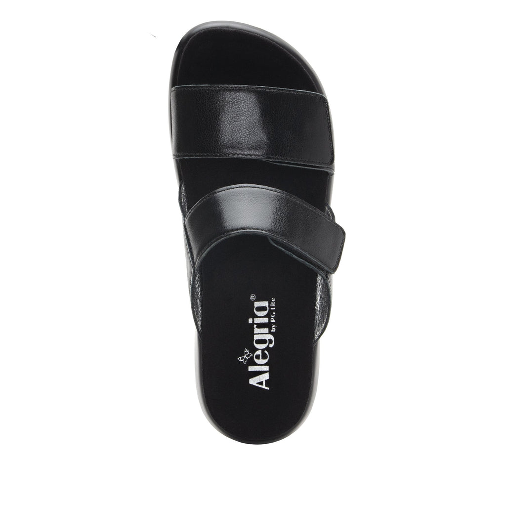 Bryce Black slip on two strap sandal with non-flexing sleek rocker bottom with built in arch support  - BRY-601_S4