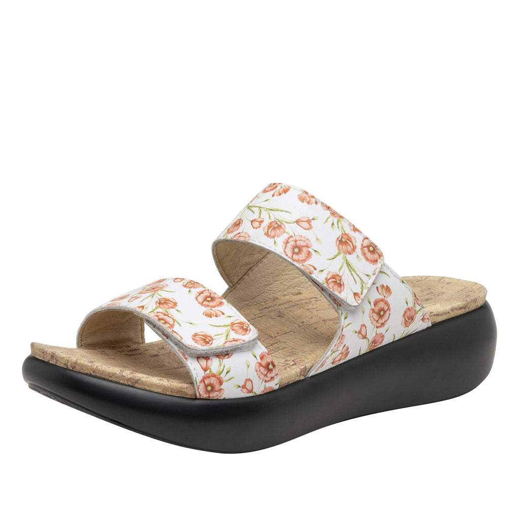 Bryce Poppy Pop slip on two strap sandal with non-flexing sleek rocker bottom with built in arch support  - BRY-7532_S1