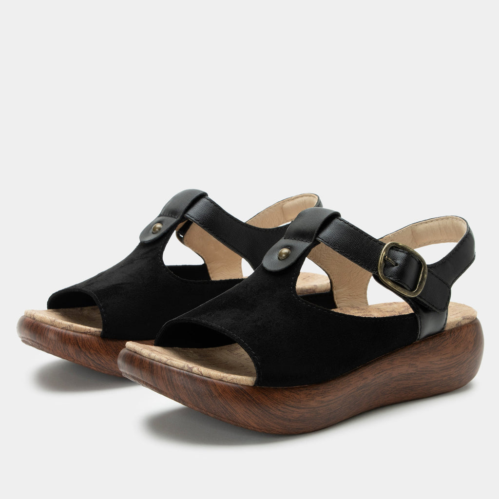 Betsie Stretch Black Sandal | Alegria Shoes