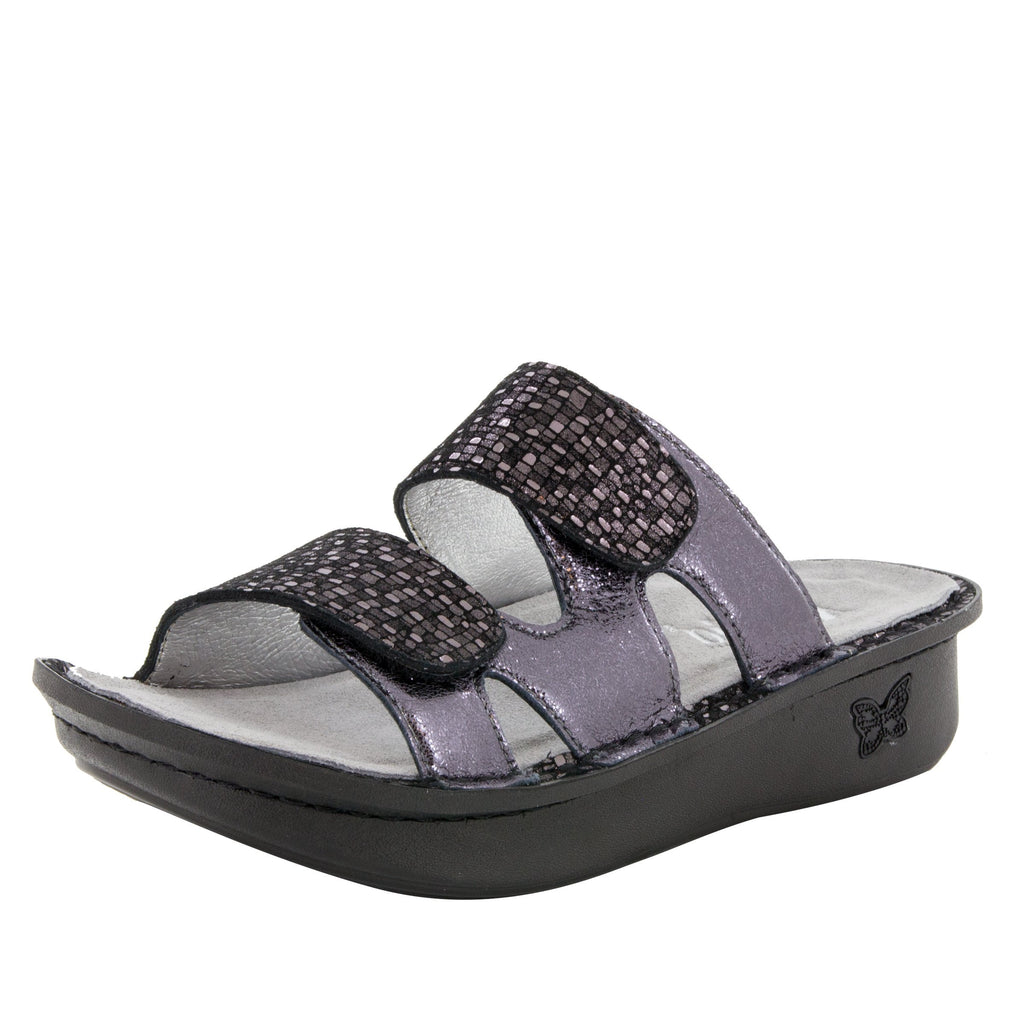 Camille Tile Me More Pewter Sandal with dual adjustable strap on Classic rocker outsole - CAM-767_S1 (499269763126)