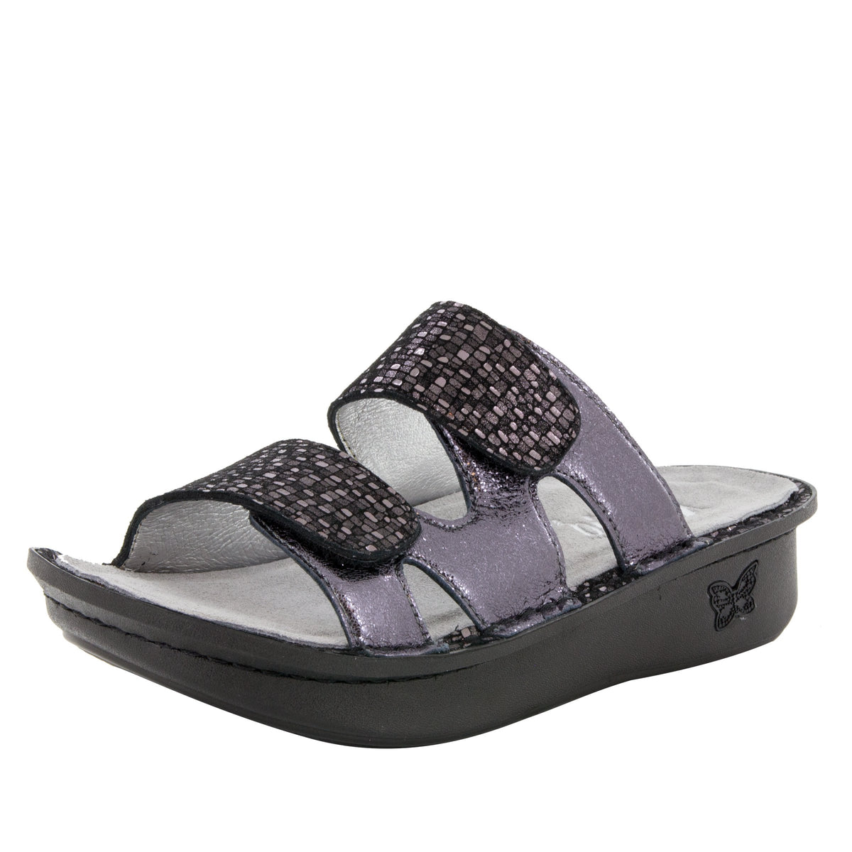 Camille Tile Me More Pewter Sandal with dual adjustable strap on Classic rocker outsole - CAM-767_S1 (499269763126)