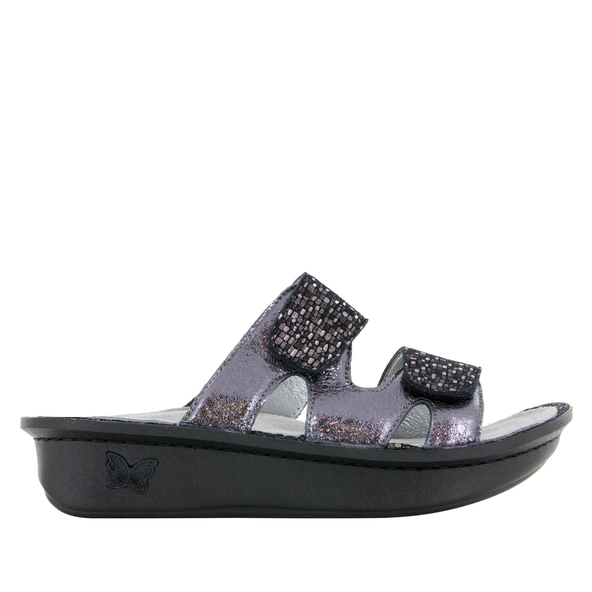 Camille Tile Me More Pewter Sandal with dual adjustable strap on Classic rocker outsole - CAM-767_S2 (499269763126)