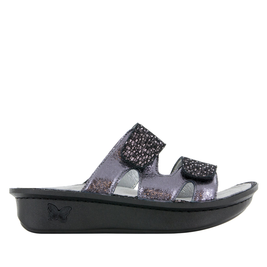 Camille Tile Me More Pewter Sandal with dual adjustable strap on Classic rocker outsole - CAM-767_S2 (499269763126)