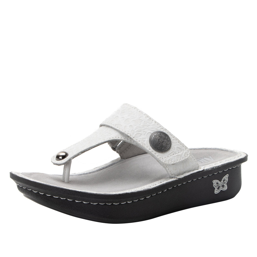 Carina Delicut White flip-flop style sandal on the Classic rocker outsole - CAR-7508_S1
