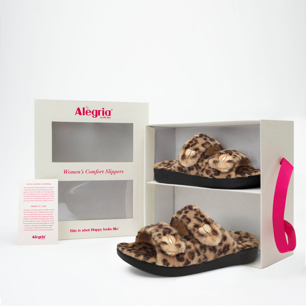 Chillery Leopard slipper sandal with adjustable hook-and-loop straps made in warm sherpa with cozy comfort outsole  - CHI-402_S7