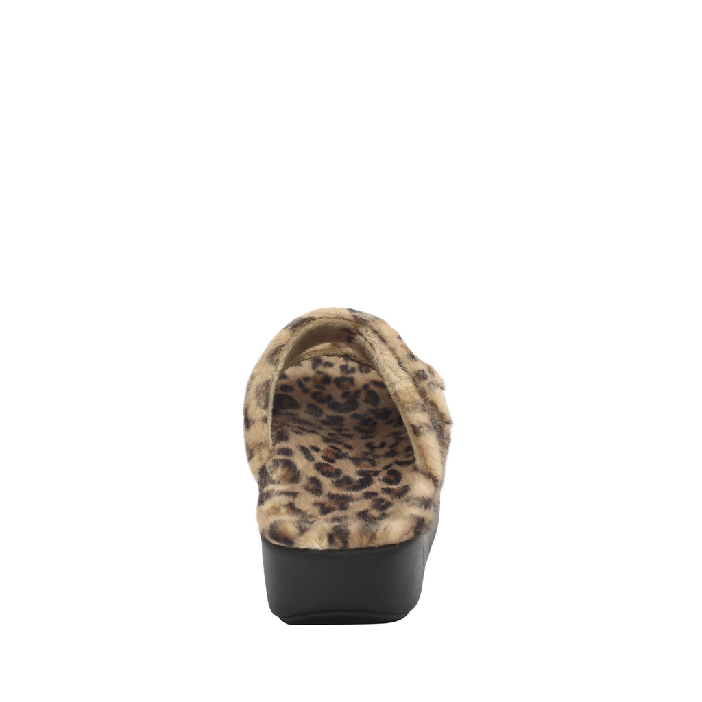 Chillery Leopard slipper sandal with adjustable hook-and-loop straps made in warm sherpa with cozy comfort outsole  - CHI-402_S4
